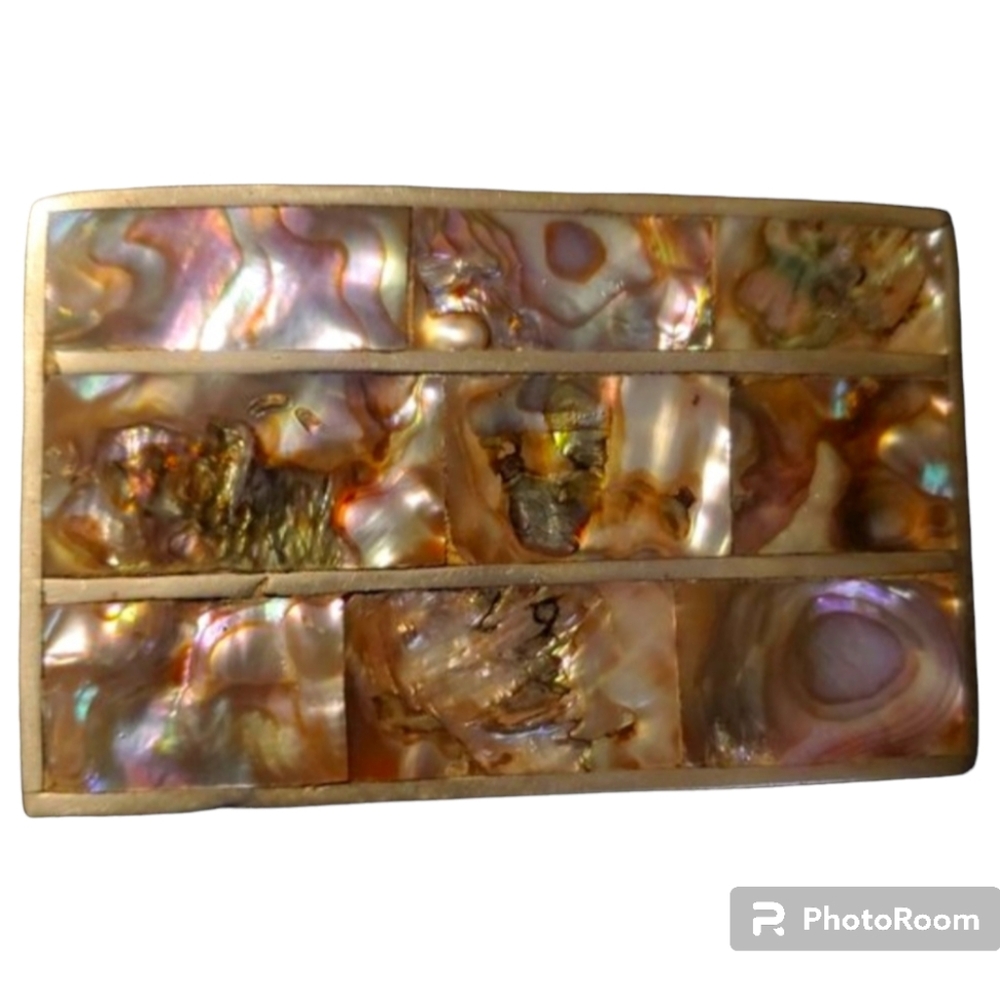 Vintage Mexican Silver Abalone Inlay Belt Buckle